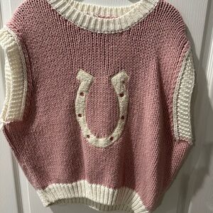 Elegant Pink and Cream Horseshoe Sweater